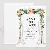 Waterverf Tropische bloemen voor weddenschap Save The Date (Voorkant / Achterkant)