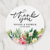 Waterverf Tropische bloemen Weddenschap Bedankjes Labels (Achterkant)