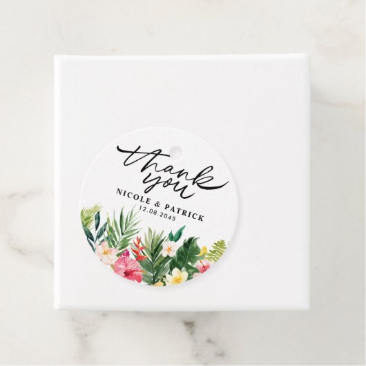 Waterverf Tropische bloemen Weddenschap Bedankjes Labels (In situ)
