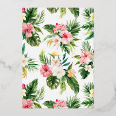 Waterverf Tropische Bloemen Zomboekje Folie Uitnodiging (Achterkant)