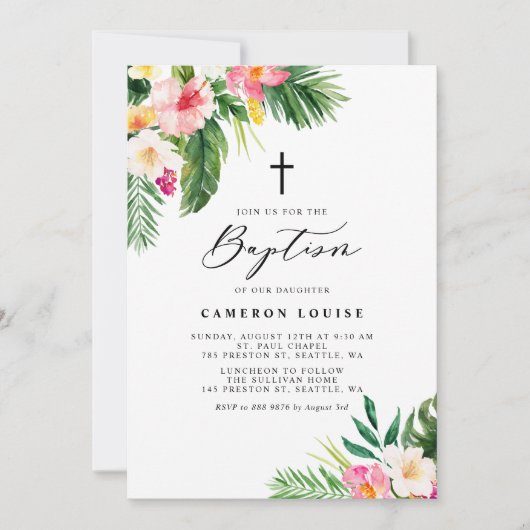 Waterverf Tropische Bloemen Zomboekje Kaart (Voorkant)