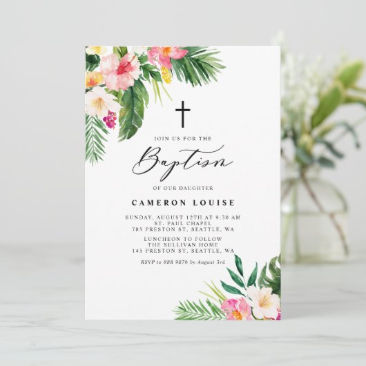 Waterverf Tropische Bloemen Zomboekje Kaart (Staand voorkant)