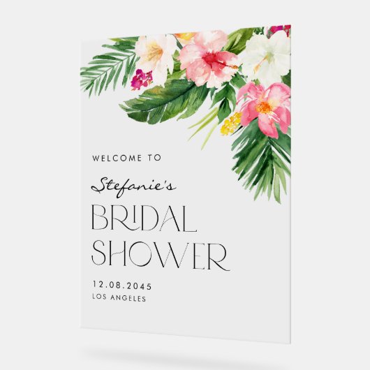 Waterverf Tropische Bloemen Zomer Bruidsdouche Acryl Bord (Hoek)