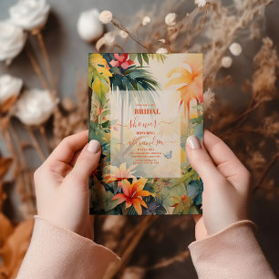 Waterverf Tropische Bloemen Zomer Bruidsdouche Kaart