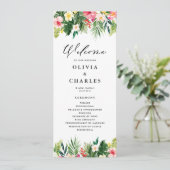 Waterverf Tropische Bloemen Zomer Bruiloft Programmakaart (Staand voorkant)