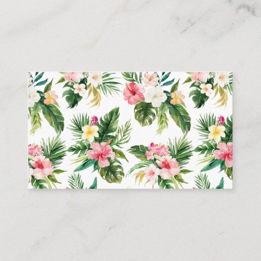 Waterverf Tropische Bloemen Zomer Huwelijk Website Informatiekaartje (Achterkant)