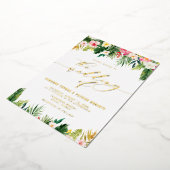 Waterverf Tropische bloemen zomerbruiloft Folie Uitnodiging (Gedraaid)