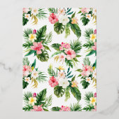 Waterverf Tropische bloemen zomerbruiloft Folie Uitnodiging (Achterkant)