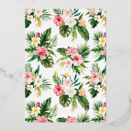 Waterverf Tropische bloemen zomerbruiloft Folie Uitnodiging (Achterkant)