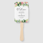 Waterverf Tropische bloemen zomerbruiloft Handwaaier (Voorkant)