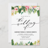 Waterverf Tropische bloemen zomerbruiloft Kaart (Voorkant)