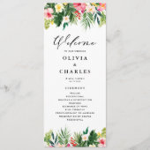 Waterverf Tropische bloemen zomerbruiloft Programmakaart (Voorkant)