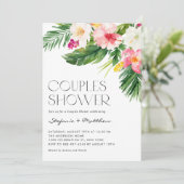 Waterverf Tropische bloemen zomerpaar — Shower Kaart (Staand voorkant)