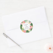Waterverf Tropische bloemenkrans Classic Ronde St Ronde Sticker (Envelop)