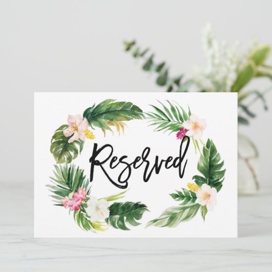 Waterverf Tropische Bloemenkrans Gereserveerd Bord Kaart (Staand voorkant)