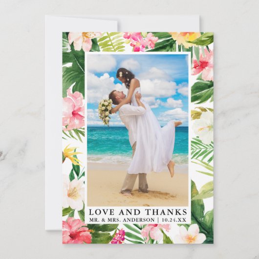 Waterverf Tropische Bloemenliefde en Bedankt (Voorkant)