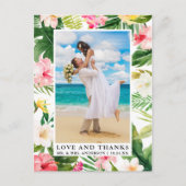 Waterverf Tropische Bloemige Liefde en Dank Briefkaart (Voorkant)
