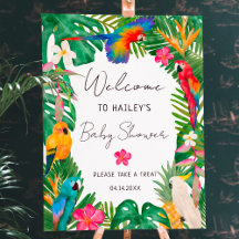 Waterverf tropische bloemperken welkom douche