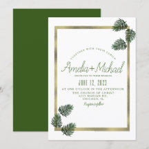 Waterverf Tropische Botanische Folie Palm Bruiloft