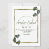 Waterverf Tropische botanische Folie palmbruiloft Kaart (Voorkant)