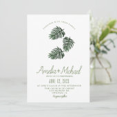 Waterverf Tropische botanische groene palmbruiloft Kaart (Staand voorkant)