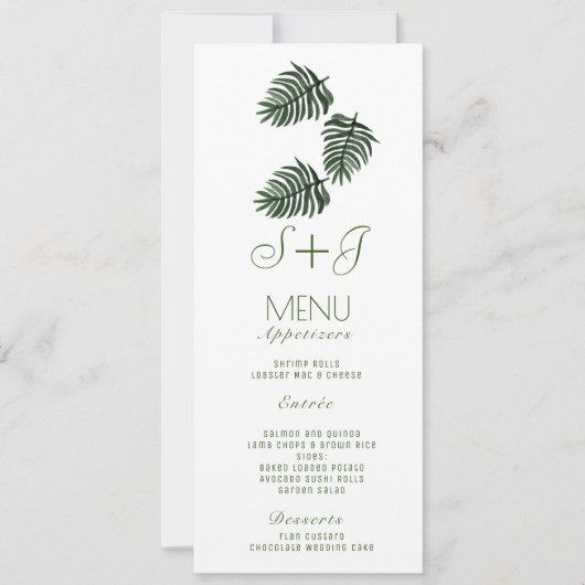 Waterverf Tropische Botanische Palmblad Drop- Menu (Voorkant)