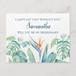 Waterverf Tropische BRUIDSMEISJE VOORSTEL kaart