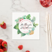 Waterverf Tropische bruiloft Ananas Orchid Leaf Servet (Insitu)