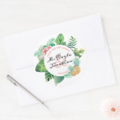 Waterverf Tropische bruiloft Bedankt voor uw komst Ronde Sticker (Envelop)