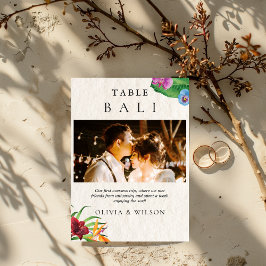 Waterverf Tropische bruiloft foto tafel nummer Kaart