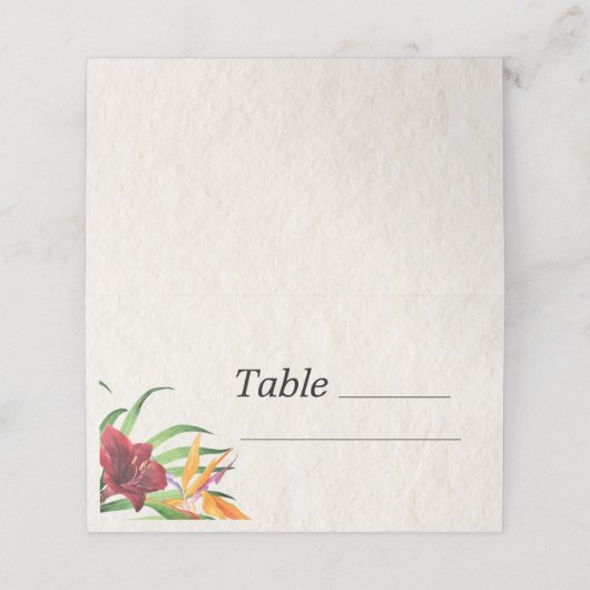 Waterverf Tropische bruiloft Plaatskaartje (Buitenkant ongevouwen)