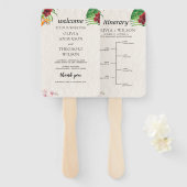 Waterverf Tropische bruiloft programma en tijdlijn Handwaaier (Voorkant en achterkant)