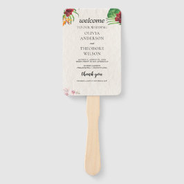 Waterverf Tropische bruiloft programma en tijdlijn Handwaaier