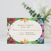 Waterverf Tropische bruiloft RSVP Kaartje (Staand voorkant)