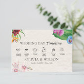 Waterverf Tropische bruiloft tijdlijn Informatiekaartje (Staand voorkant)