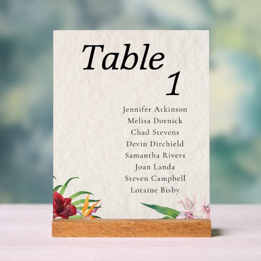 Waterverf Tropische bruiloft Zitting Grafiek Acryl Bord (Neutraal)