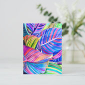 Waterverf tropische canna bladeren briefkaart (Staand voorkant)