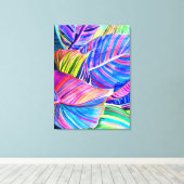 Waterverf tropische canna bladeren canvas afdruk (Insitu (Houten vloer))
