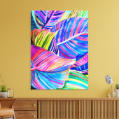 Waterverf tropische canna bladeren canvas afdruk (Insitu (Woonkamer))