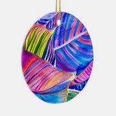 Waterverf tropische canna bladeren keramisch ornament (Rechts)