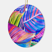 Waterverf tropische canna bladeren keramisch ornament (Links)