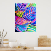 Waterverf tropische canna bladeren poster (Keuken)