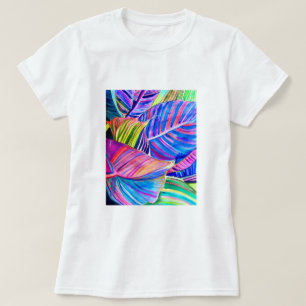 Waterverf tropische canna bladeren t-shirt
