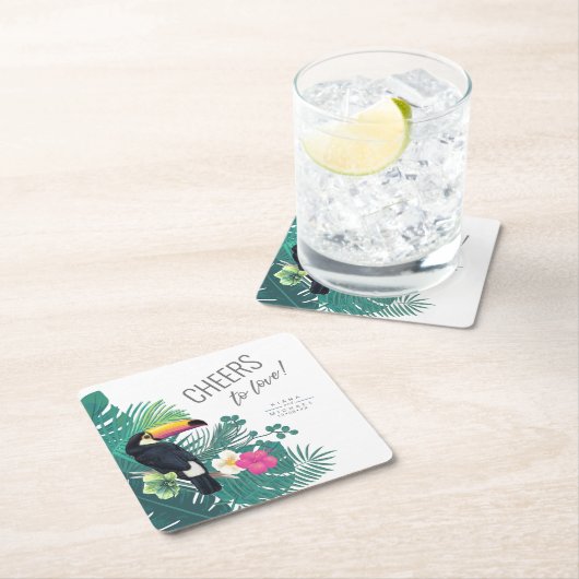Waterverf Tropische Cheers to Love Blauwgroen ID57 Kartonnen Onderzetters (Insitu)