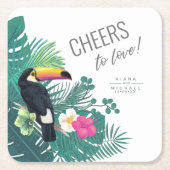 Waterverf Tropische Cheers to Love Blauwgroen ID57 Kartonnen Onderzetters (Voorkant)