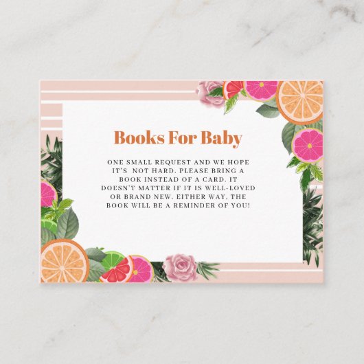 Waterverf Tropische Citrusboeken voor baby Informatiekaartje (Voorkant)