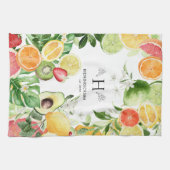 Waterverf Tropische Citrusvruchten Monogram Theedoek (Horizontaal)