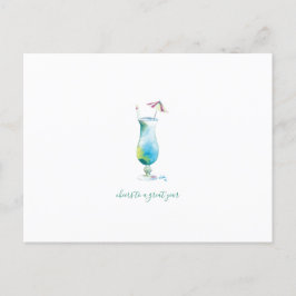 Waterverf Tropische Cocktail Feestdagenkaart