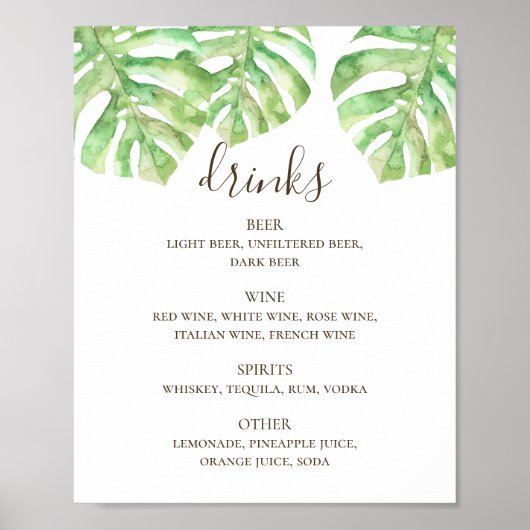 Waterverf tropische drink poster (Voorkant)