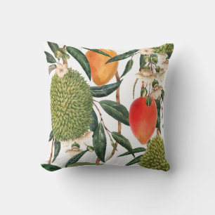 Waterverf tropische durian, mangopatroon. kussen